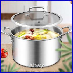 NNEAGS 2X 20cm Stainless Steel Soup Pot Stock Cooking Stockpot Heavy Duty Thick