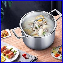 NNEAGS 2X 20cm Stainless Steel Soup Pot Stock Cooking Stockpot Heavy Duty Thick