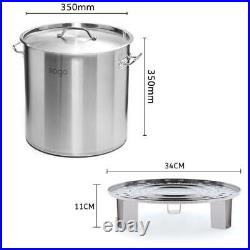 NNEAGS 33L Stainless Steel Stock Pot with One Steamer Rack Insert Stockpot Tray