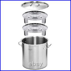 NNEAGS 33L Stainless Steel Stock Pot with One Steamer Rack Insert Stockpot Tray