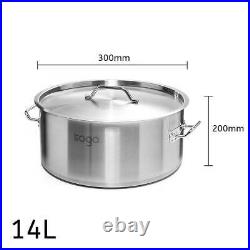 NNEAGS Stock Pot 14L Top Grade Thick Stainless Steel Stockpot 18/10