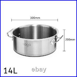 NNEAGS Stock Pot 14L Top Grade Thick Stainless Steel Stockpot 18/10 Without Lid