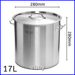 NNEAGS Stock Pot 17L Top Grade Thick Stainless Steel Stockpot 18/10