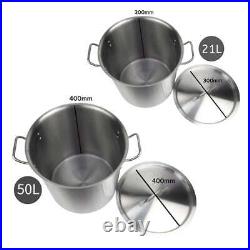 NNEAGS Stock Pot 21L 50L Top Grade Thick Stainless Steel Stockpot 18/10