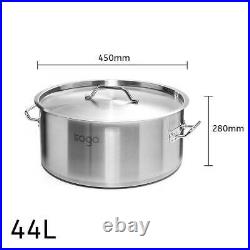NNEAGS Stock Pot 44L Top Grade Thick Stainless Steel Stockpot 18/10