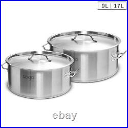 NNEAGS Stock Pot 9L 17L Top Grade Thick Stainless Steel Stockpot 18/10