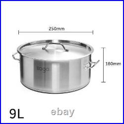 NNEAGS Stock Pot 9Lt Top Grade Thick Stainless Steel Stockpot 18/10 RRP