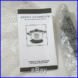 NOS Cooks Essential 6 qt All Purpose Electric Stainless Stock Pot Cooker Non-Stk