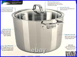 NWB VIKING Contemporary 8Qt Stock Pot & Lid Surgical Grade Stainless Steel Const
