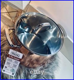 NWT Viking Hammered Copper Stockpot 8 Qt Stainless Interior Glass Lid READ