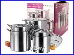 New 5 Pc Stainless Steel Large Cooking 5pc Catering Stock Pots With Handles Lids