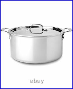 New All Clad #4508 Tri-Ply Polished Stainless Steel 8 quart STOCK POT with LID