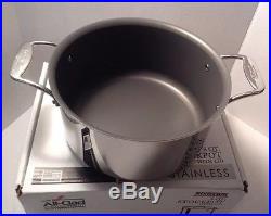 New All Clad 8 Qt d5 Stainless Stock Pot NONSTICK in Box with Lid SD55508 NS R1