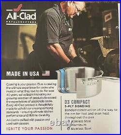 New All-Clad D3 Compact Stainless Steel 3-qt sauce pan with lid