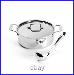 New All Clad D5 6 qt Polished Stainless Steel Ultimate Soup Pot & Ladle in Box