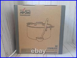 New All Clad D5 6 qt Polished Stainless Steel Ultimate Soup Pot & Ladle in Box