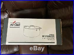 New All-Clad D5 8 Qt Stock Pot brushed Stainless 5-ply
