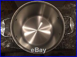 New All-Clad d5 12 Qt Polished Stainless Steel Stock Pot with Lid SD55512