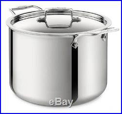 New All-Clad d5 12 Qt Polished Stainless Steel Stock Pot with Lid SD55512