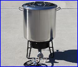 New Brew Kettle Stainless Steel Stock Pot with Banjo Burner Stand Set Mash Tun