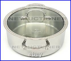 New CALPHALON 3-Ply Stainless Steel 5Qt Stockpot Dutch Oven with Glass Lid Cover