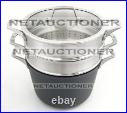 New CALPHALON Premier Nonstick 8 Qt Stockpot with Strainer & Steamer Multipot Set