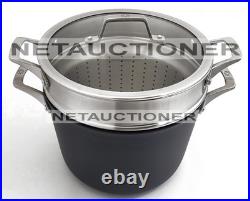 New CALPHALON Premier Nonstick 8 Qt Stockpot with Strainer & Steamer Multipot Set