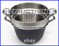 New CALPHALON Premier Nonstick 8 Qt Stockpot with Strainer & Steamer Multipot Set