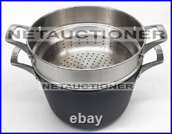 New CALPHALON Premier Nonstick 8 Qt Stockpot with Strainer & Steamer Multipot Set