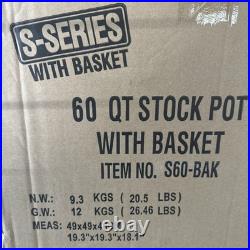 New CONCORD Stainless Steel Stock Pot withSteamer Basket 60Q NIB