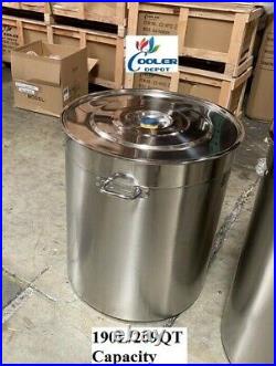 New Large 209 Quart Polished Stainless Steel Stock Pot Brewing Kettle with Lid
