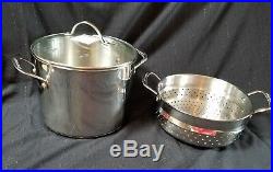 New! Princess House 8 Qt Heritage Stock Pot Steamer Strainer Lot Stainless Steel