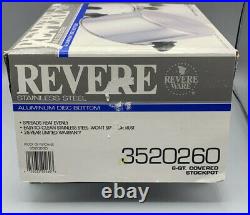 New Revere Ware Tri-Ply 6 Qt Stock Pot & Lid Disc Bottom Stainless Steel 1801 IL