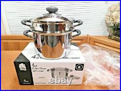 New Royal Prestige 4 Qt Stock Pot Steamer LID 5 Ply Surgical Stainless Waterless