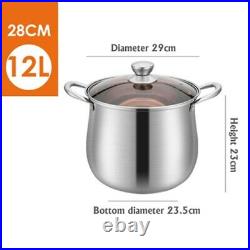 New Stainless Steel Stock Soup Pot with Glass Lid kitchen cooking Tool