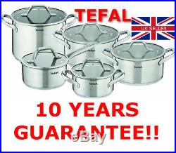 New Tefal Hero Stainless Steel Cookware Set 10 Pcs Glass LID Pots Kitchen
