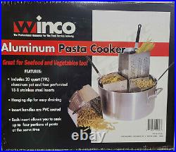 New Winware Winco 20 Qt Aluminum Pasta Cooker Set 4 Stainless Steel 18-8 Inserts