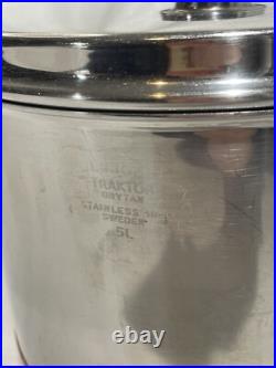 Nils Johan Traktor Grytan Sweden 5L Stock Pot Pan Stainless 18-0 Vintage MCM