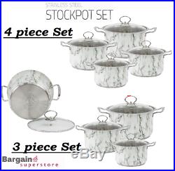 Non Stick Deep Stockpot Cooking Pot Pan 3pc 4pc Casserole Set Stainless Steel