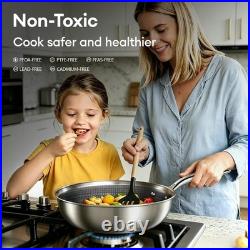 Non Stick Pots and Pans Set, 10pcs Hybrid Stainless Steel Cookware Set, Fryin