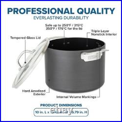 Non Stick Stock Pot, 8 Quart Hard Anodized Nonstick Soup Cooking Pot wth Glas
