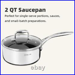 Nonstick 2-Quart Hybrid Ceramic Saucepan with Glass Lid & Stay-Cool Handle