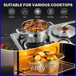 Nonstick 4-Quart Stainless Steel Stockpot with Lid, Oven-Safe, Dishwasher-Friend