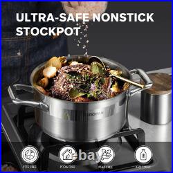 Nonstick 4-Quart Stainless Steel Stockpot with Lid, Oven-Safe, Dishwasher-Friend