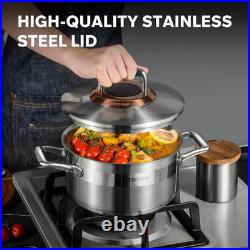 Nonstick 4-Quart Stainless Steel Stockpot with Lid, Oven-Safe, Dishwasher-Friend