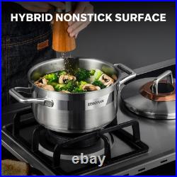 Nonstick 4-Quart Stainless Steel Stockpot with Lid, Oven-Safe, Dishwasher-Friend