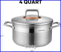 Nonstick 4-Quart Stainless Steel Stockpot with Lid, Oven-Safe, Dishwasher-Friend