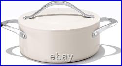 Nonstick Ceramic Stock Pot with Lid 4.5Qt Induction Dutch Oven, Cream