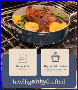 Nonstick Ceramic Stock Pot with Lid 4.5Qt Induction Dutch Oven, Cream