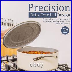 Nonstick Ceramic Stock Pot with Lid 4.5Qt Induction Dutch Oven, Cream Nonstick Ceramic Stock Pot with Lid 4.5Qt Induction Dutch Oven, Cream